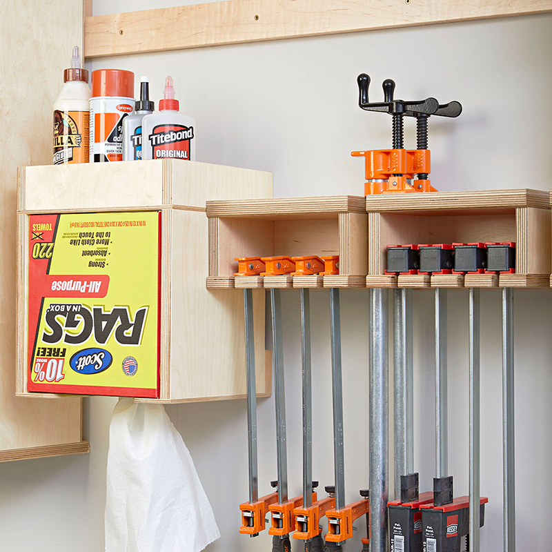 One-Wall Workshop: Clamp Rack Glue Station Downloadable Plan Thumbnail