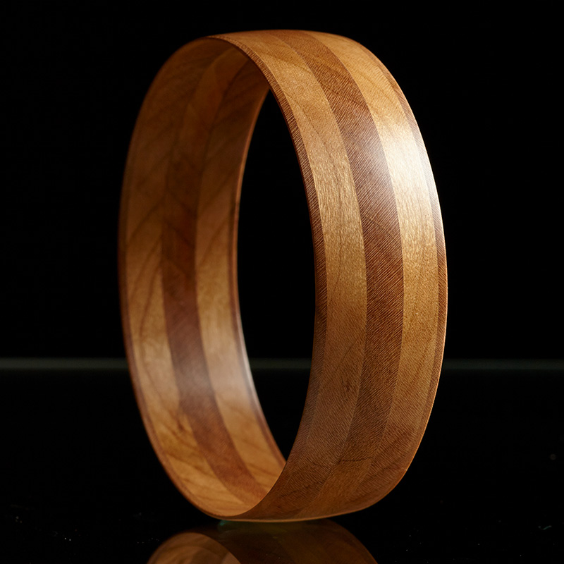 Bracelet made from alternating wood layers