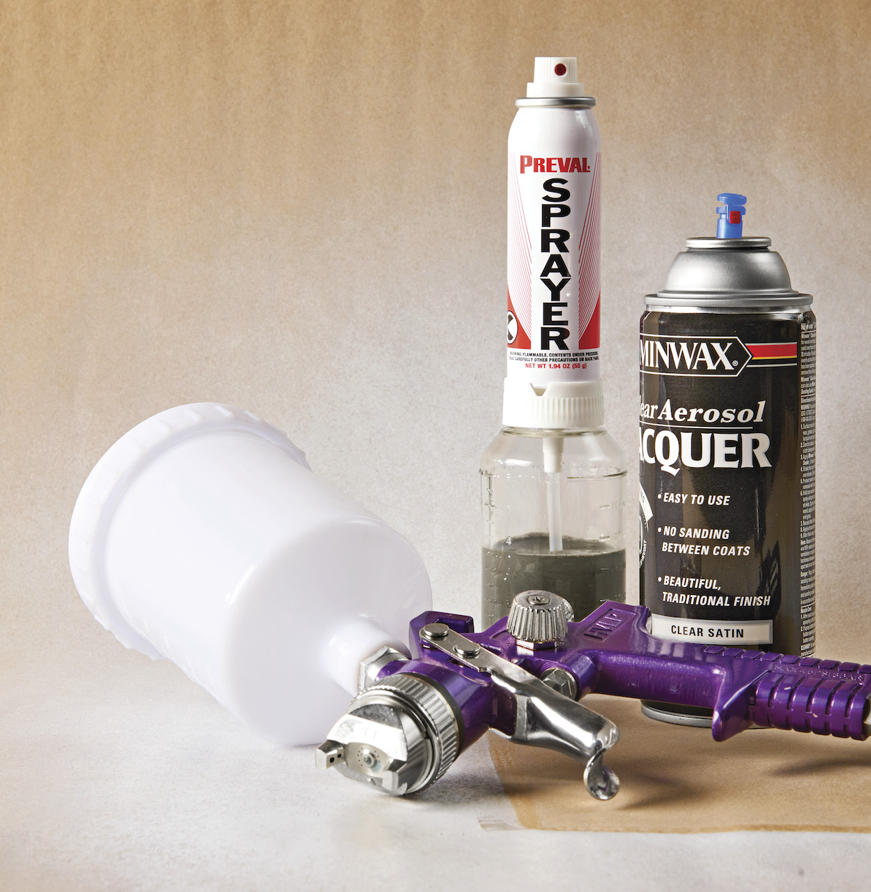 Photo of sprayer, aerosol can and bottle sprayer